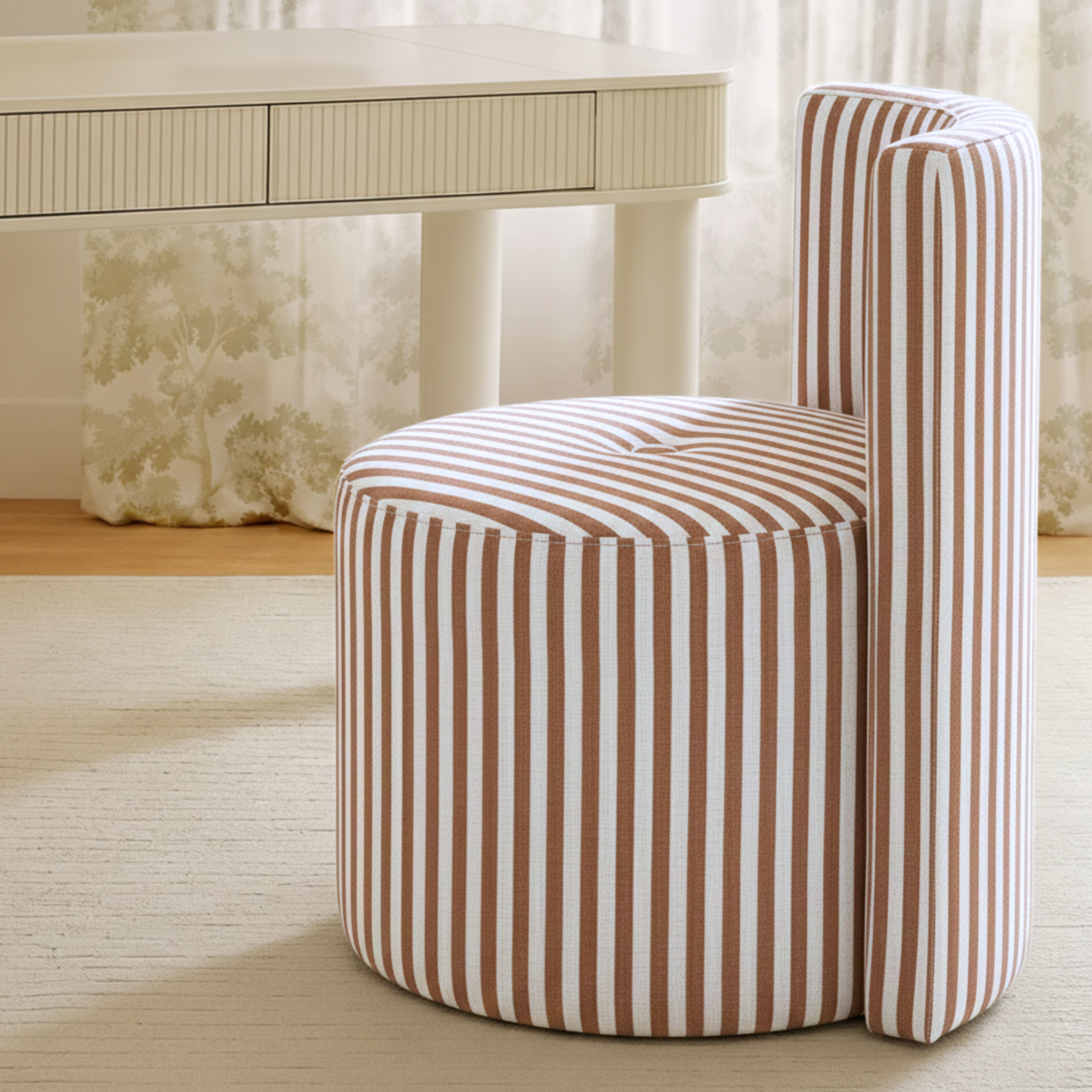 Alyssa Striped Performance Linen Rolling Desk Chair