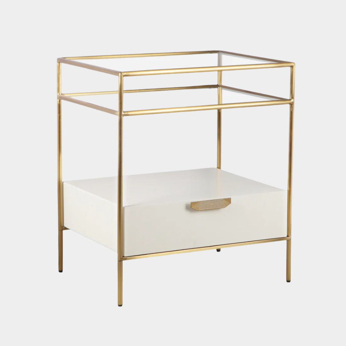 Darla Cream Glass Nightstand