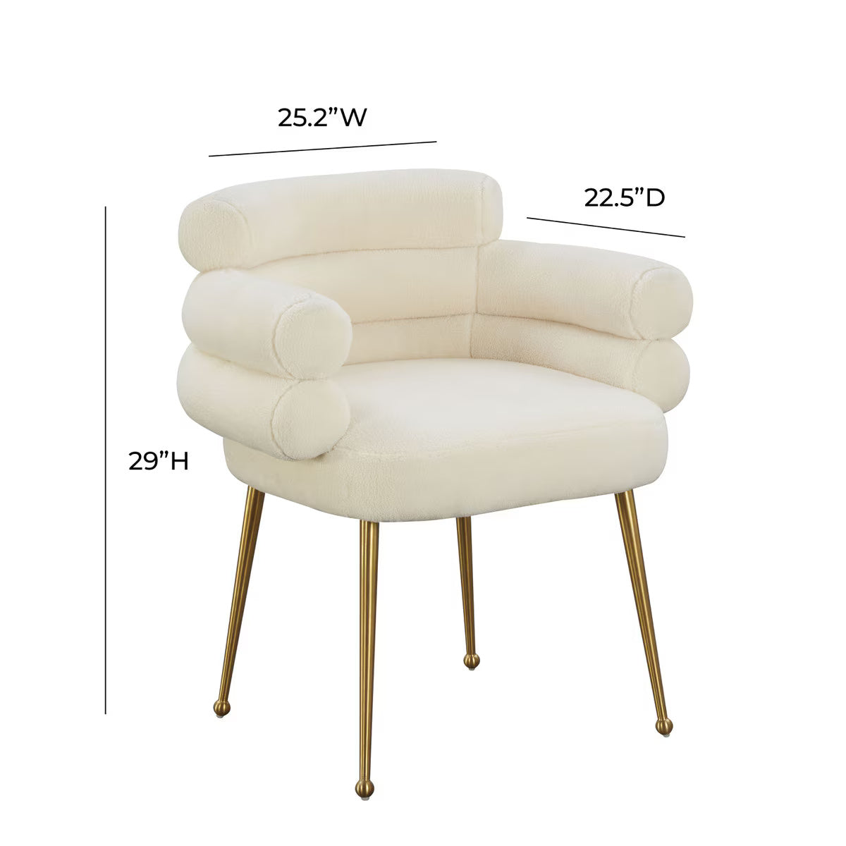 Dente Cream Faux Sheepskin Dining Chair by Inspire Me! Home Decor