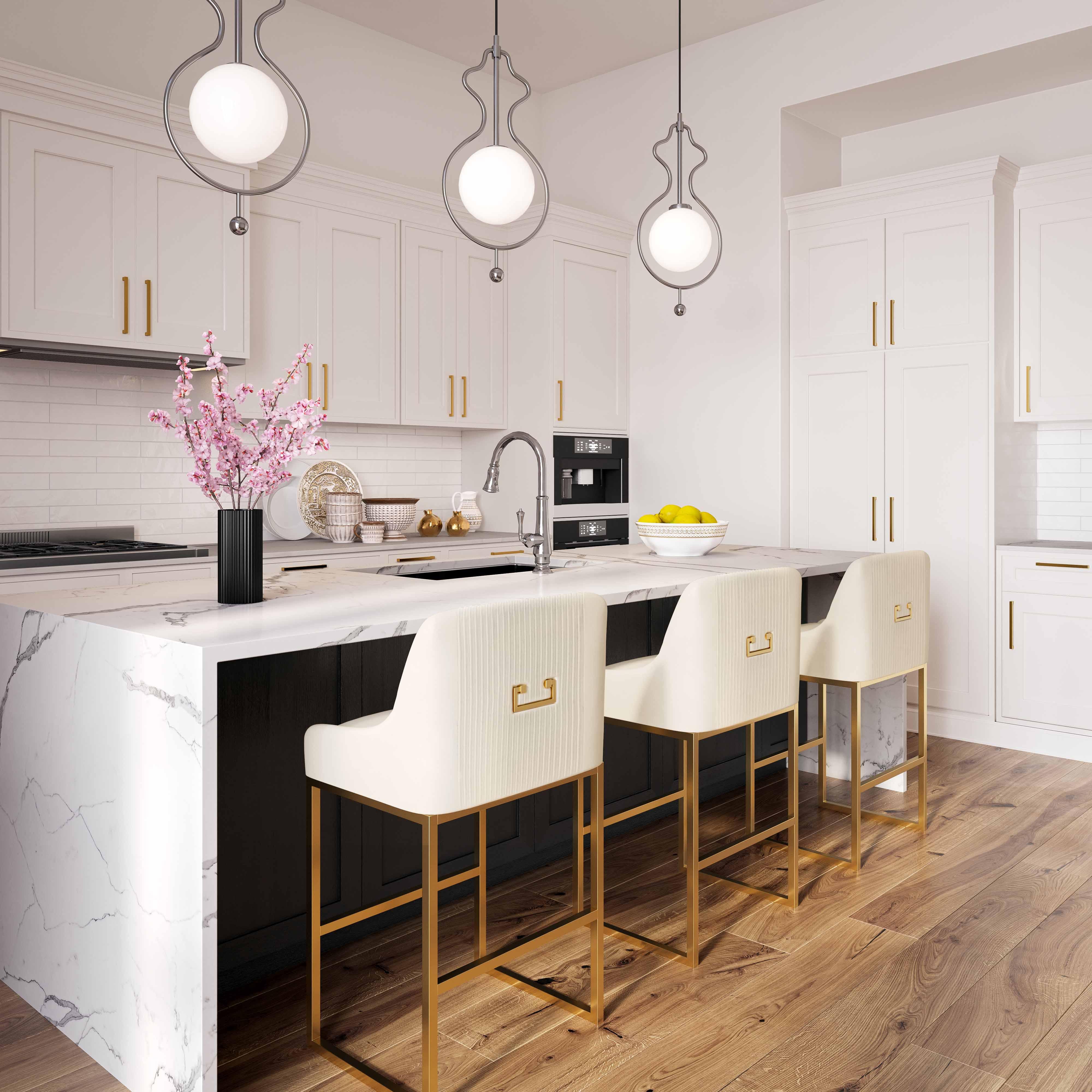 Lisa Pleated Performance Velvet Counter Stool