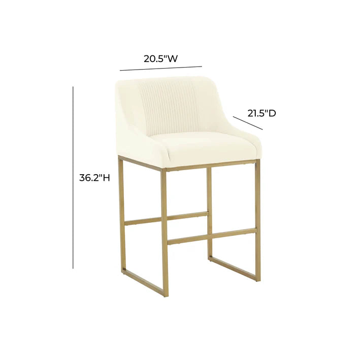 Lisa Pleated Velvet Counter Stool