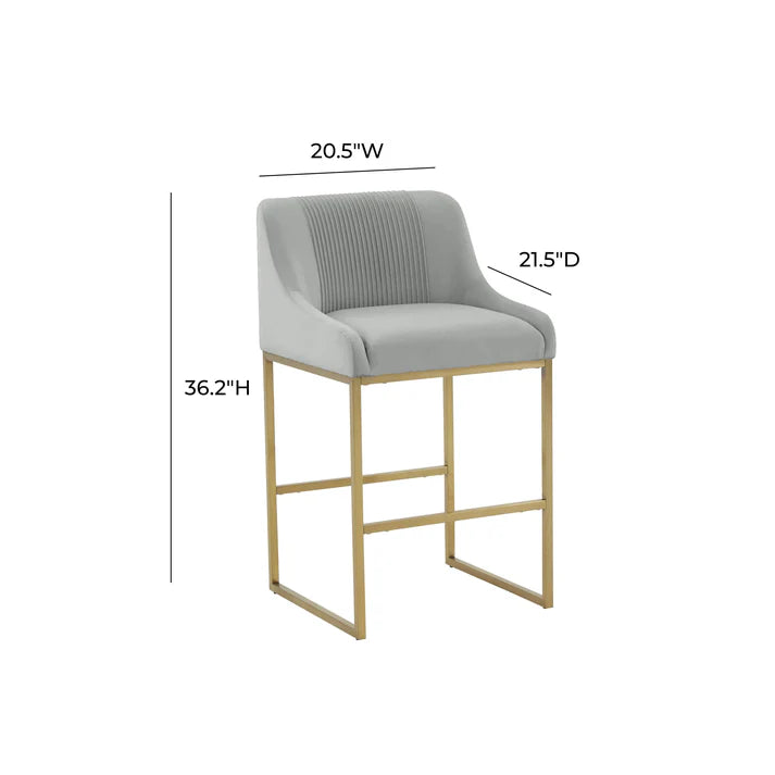 Lisa Pleated Velvet Counter Stool