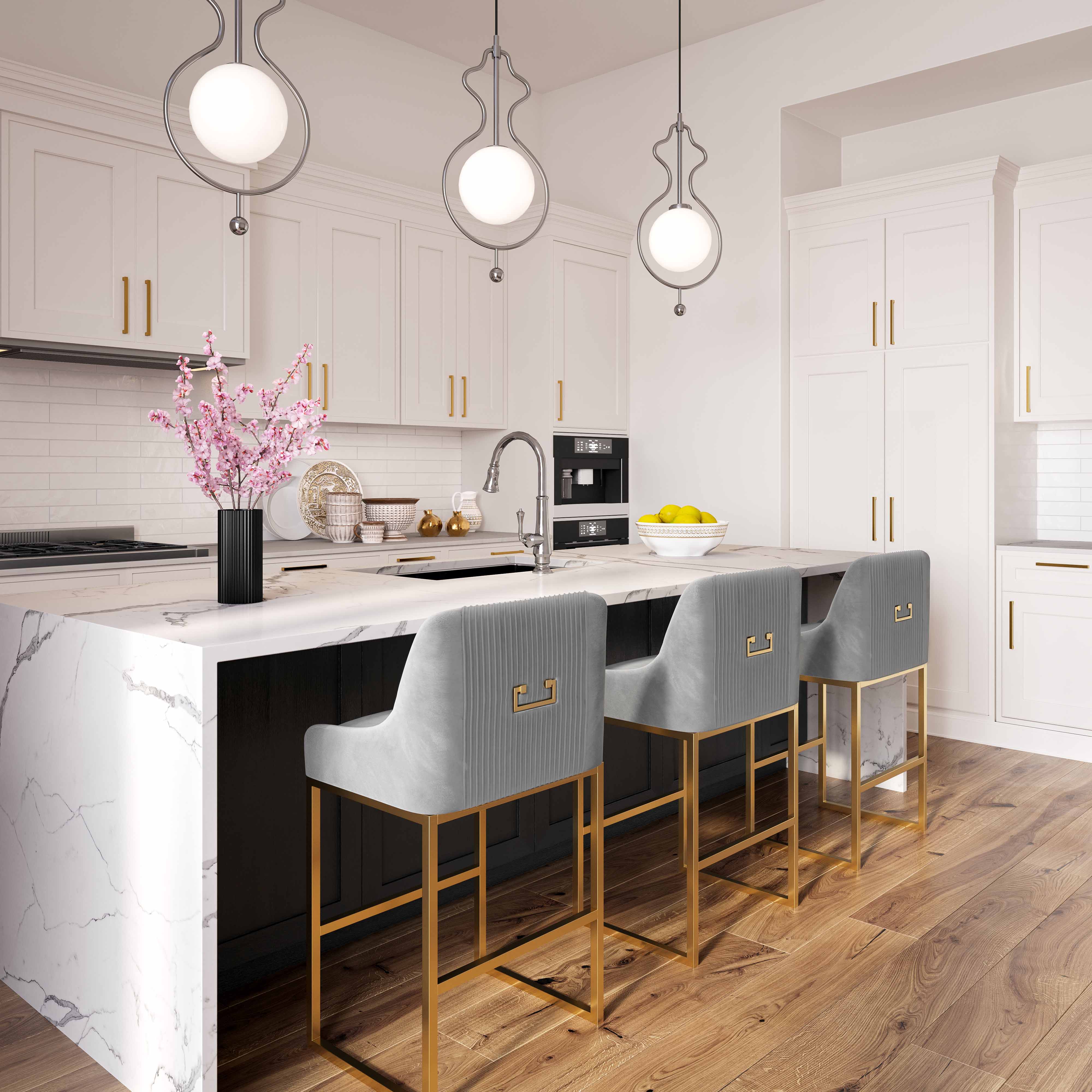 Lisa Pleated Performance Velvet Counter Stool