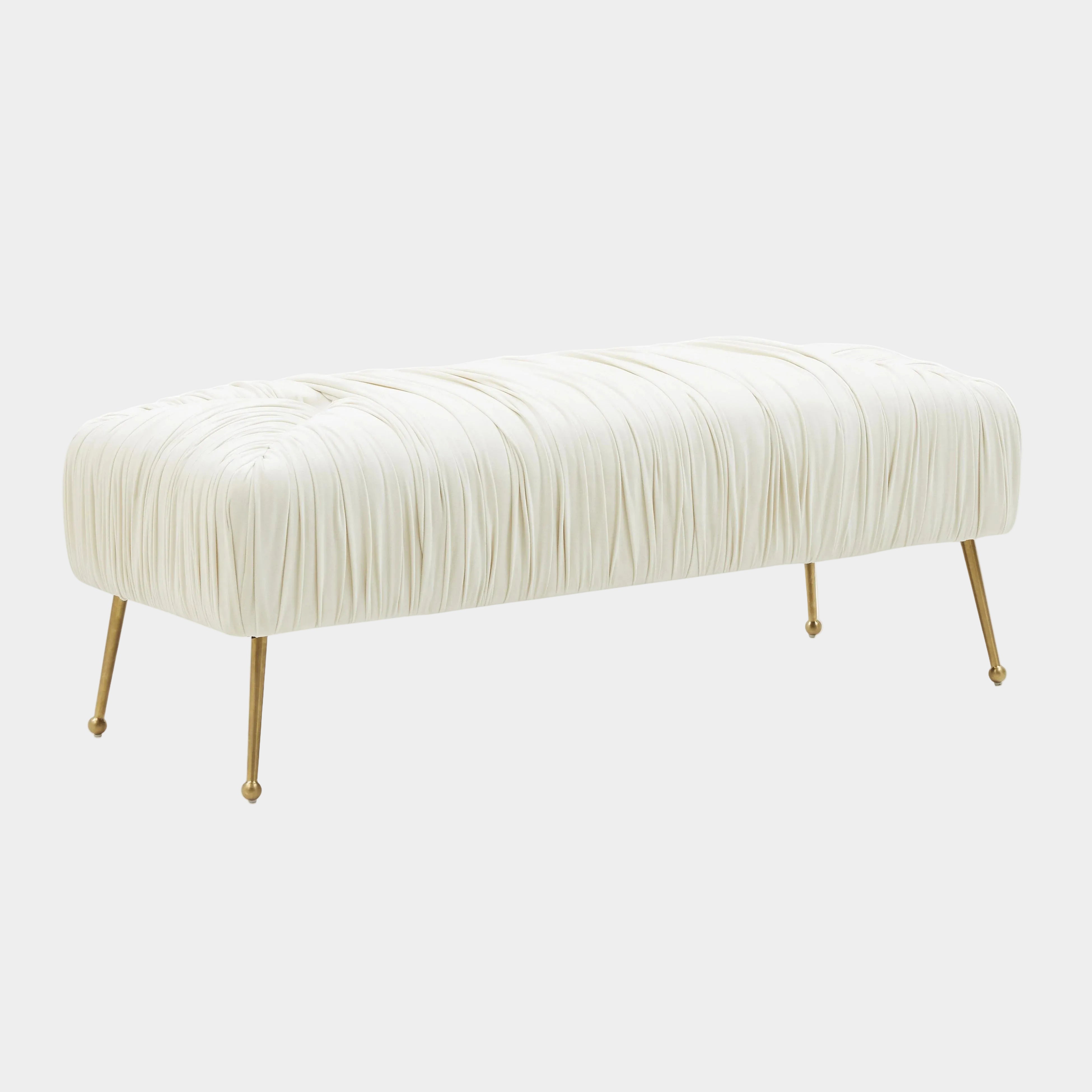 Jessica 47" Cream Velvet Bench