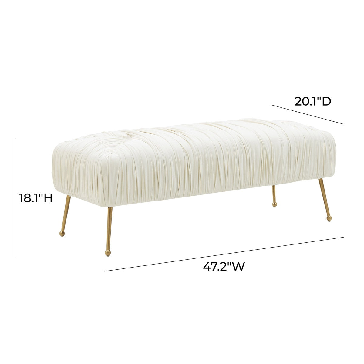 Jessica Cream Velvet Bench by Inspire Me! Home Decor