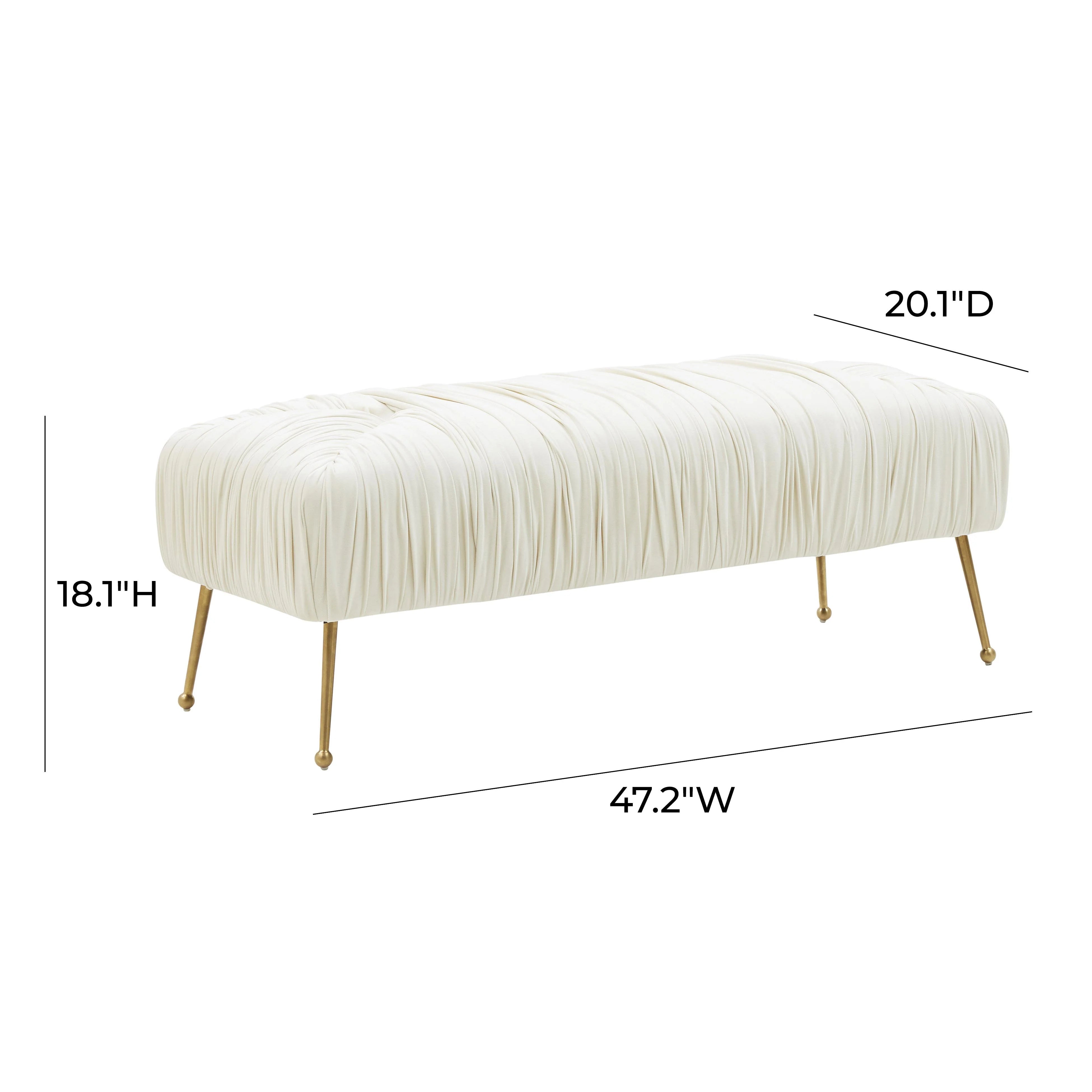Jessica 47" Cream Velvet Bench