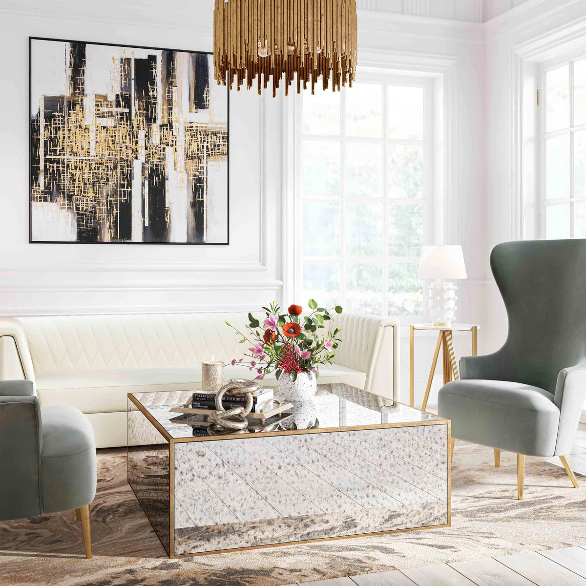 Lana Mirrored Coffee Table (43"-48")