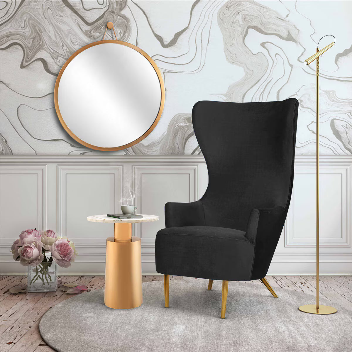 Julia Black Velvet Wingback Chair By Inspire Me! Home Decor