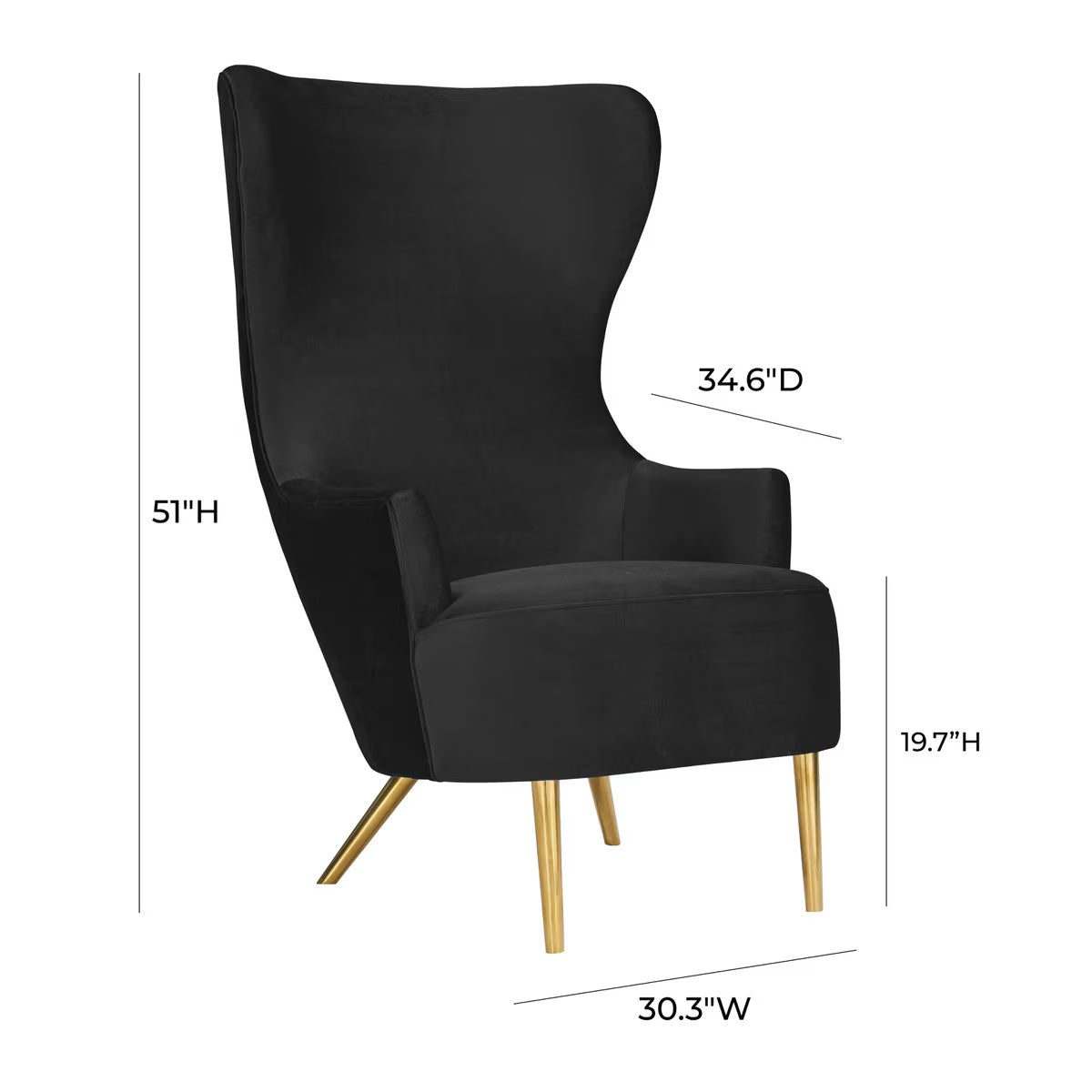 Julia Black Velvet Wingback Chair By Inspire Me! Home Decor