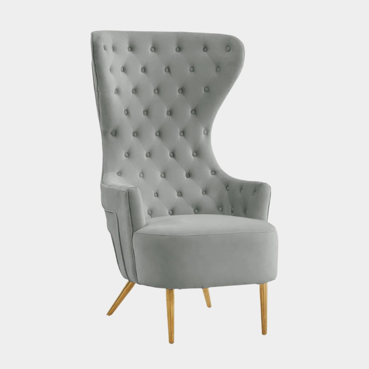 Fauteuil à oreilles en velours gris Jezebel par Inspire Me! Home Decor 