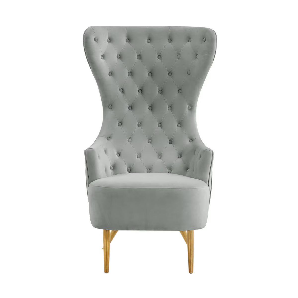 Fauteuil à oreilles en velours gris Jezebel par Inspire Me! Home Decor 