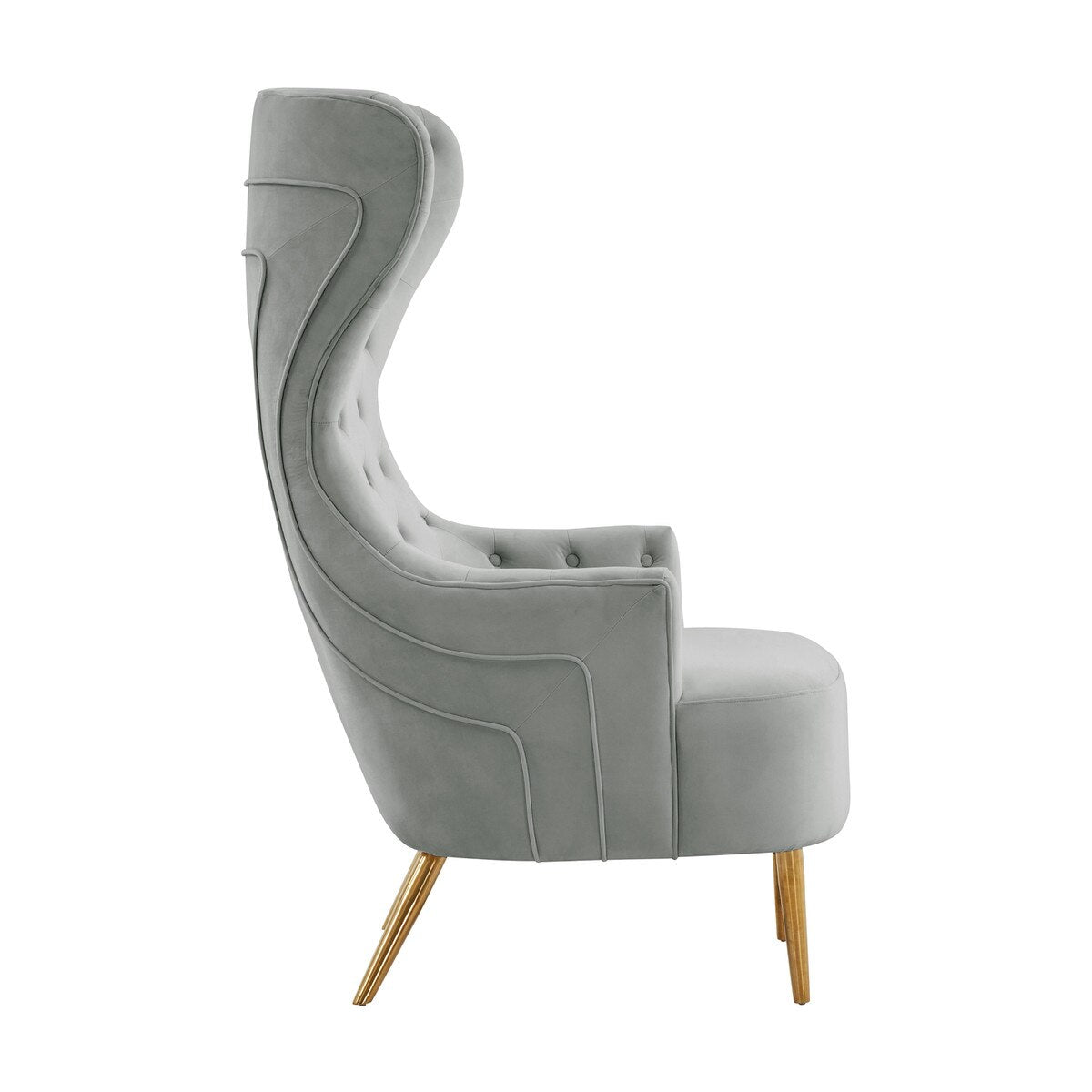 Fauteuil à oreilles en velours gris Jezebel par Inspire Me! Home Decor 