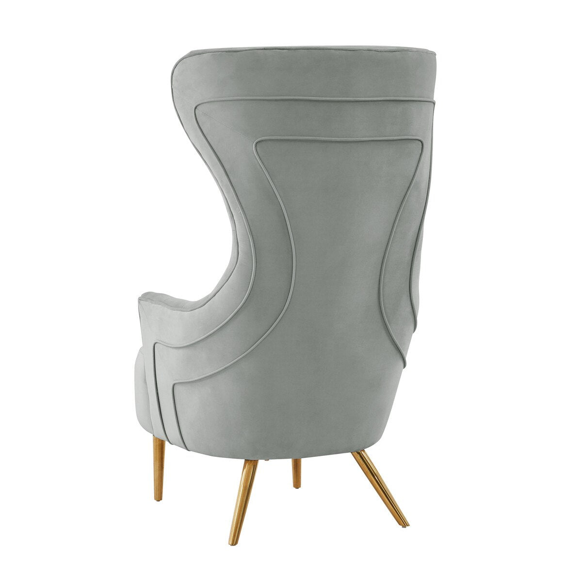 Fauteuil à oreilles en velours gris Jezebel par Inspire Me! Home Decor 