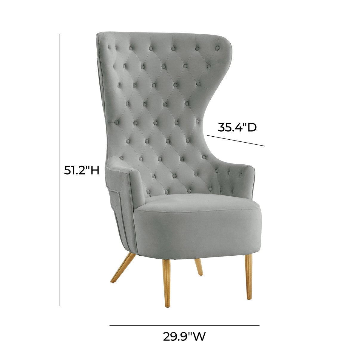 Jezebel Grey Velvet Wingback Chair by Inspire Me! Home Decor