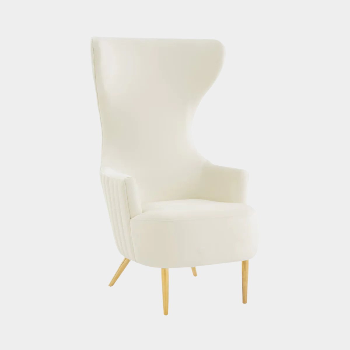 Julia Cream Velvet Channel Tufted Wingback Chair By Inspire Me! Home Decor