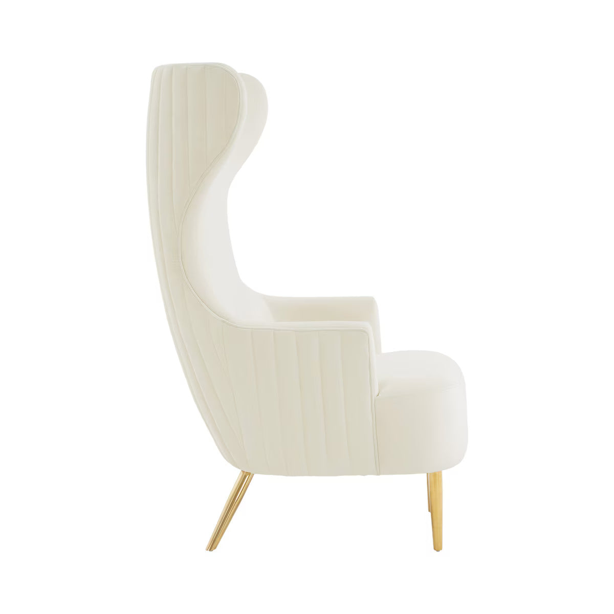 Julia Cream Velvet Channel Tufted Wingback Chair By Inspire Me! Home Decor