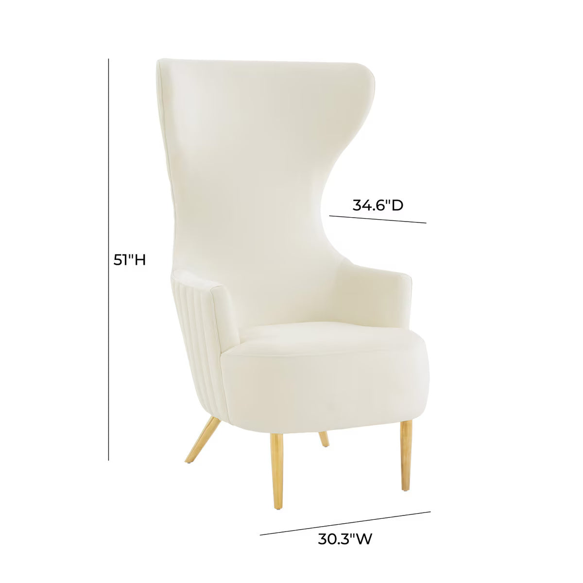 Julia Cream Velvet Channel Tufted Wingback Chair By Inspire Me! Home Decor