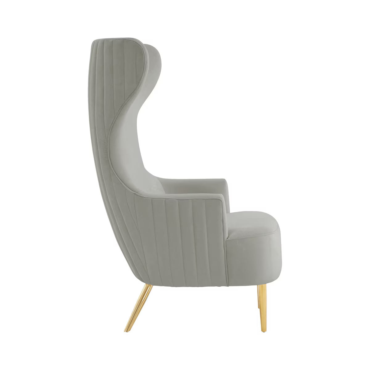 Julia Grey Velvet Channel Tufted Wingback Chair By Inspire Me! Home Decor