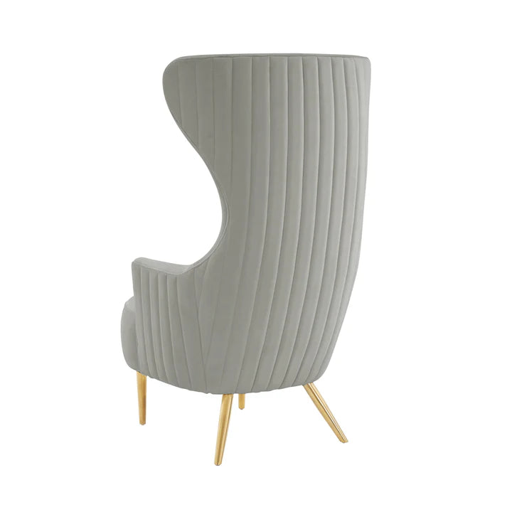 Julia Cream Velvet Channel Tufted Wingback Chair By Inspire Me! Home Decor