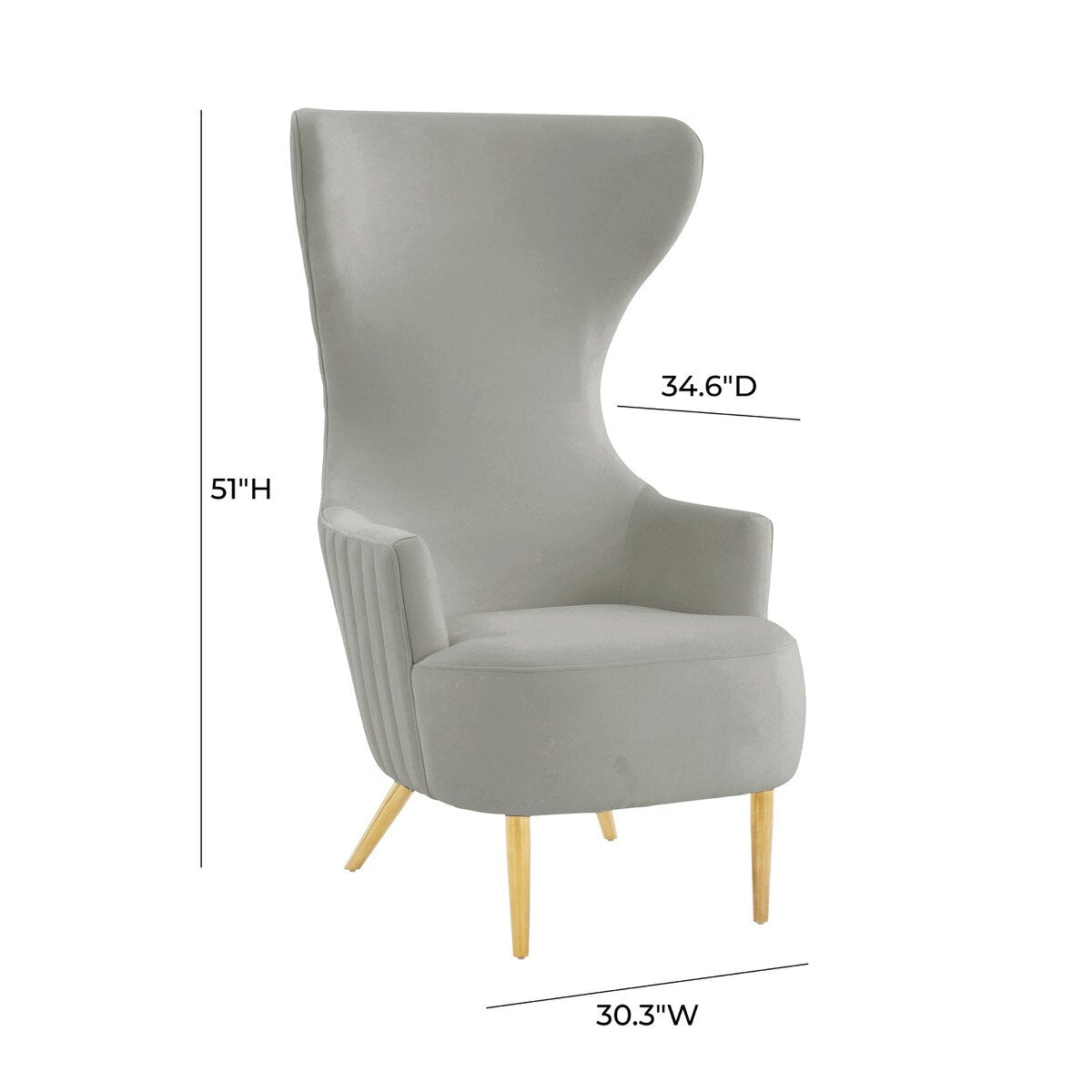 Julia Grey Velvet Channel Tufted Wingback Chair By Inspire Me! Home Decor