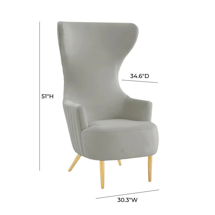 Julia Cream Velvet Channel Tufted Wingback Chair By Inspire Me! Home Decor