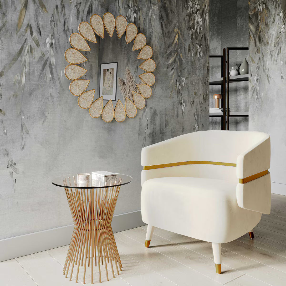 Ayla Cream Velvet Accent Chair by Inspire Me! Home DÃ©cor