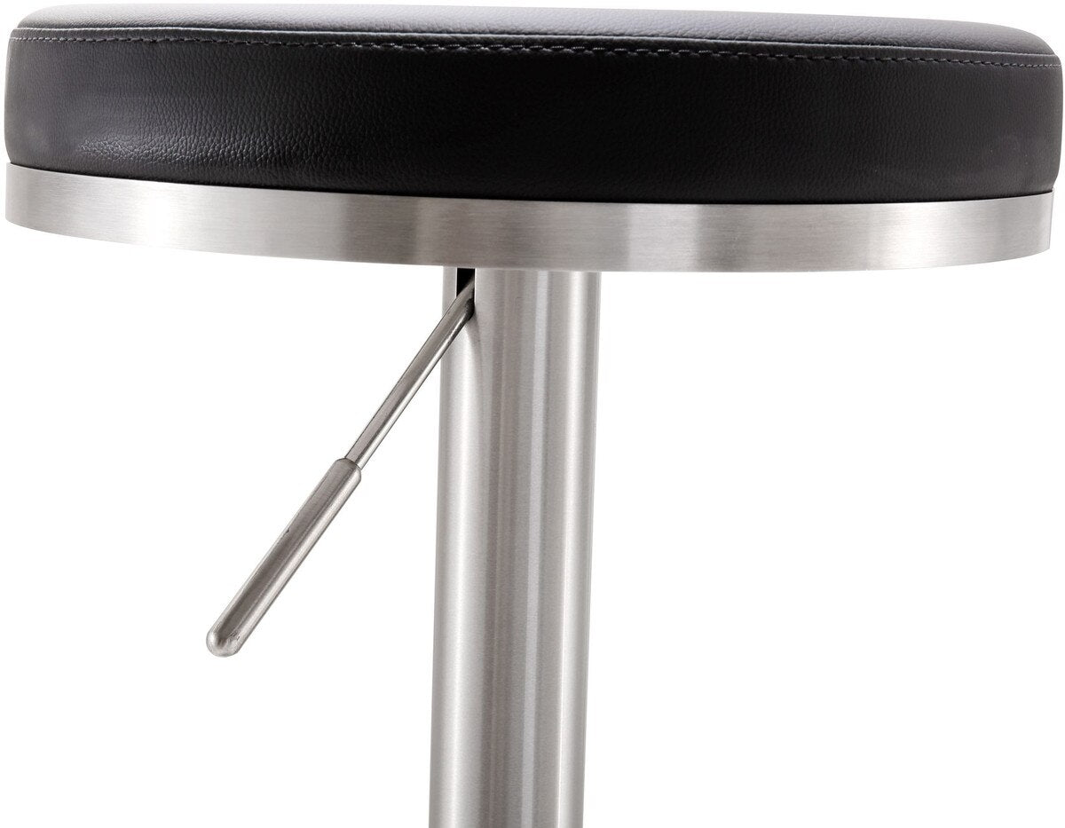 Fano Black Performance Vegan Leather and Stainless Steel Adjustable Barstool