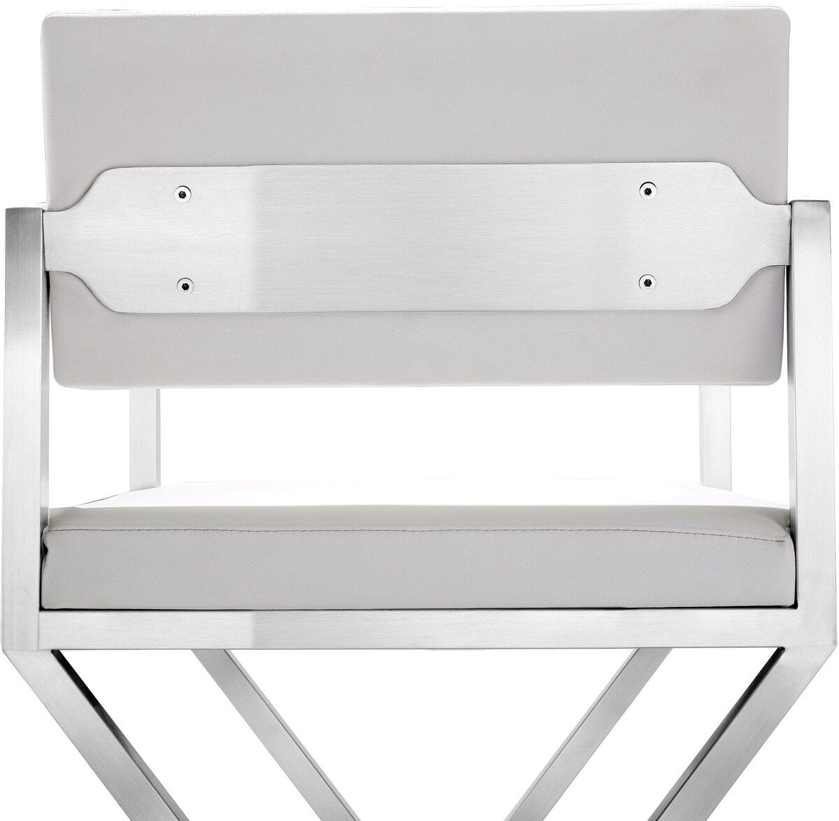 Director White Performance Vegan Leather and Stainless Steel Barstool