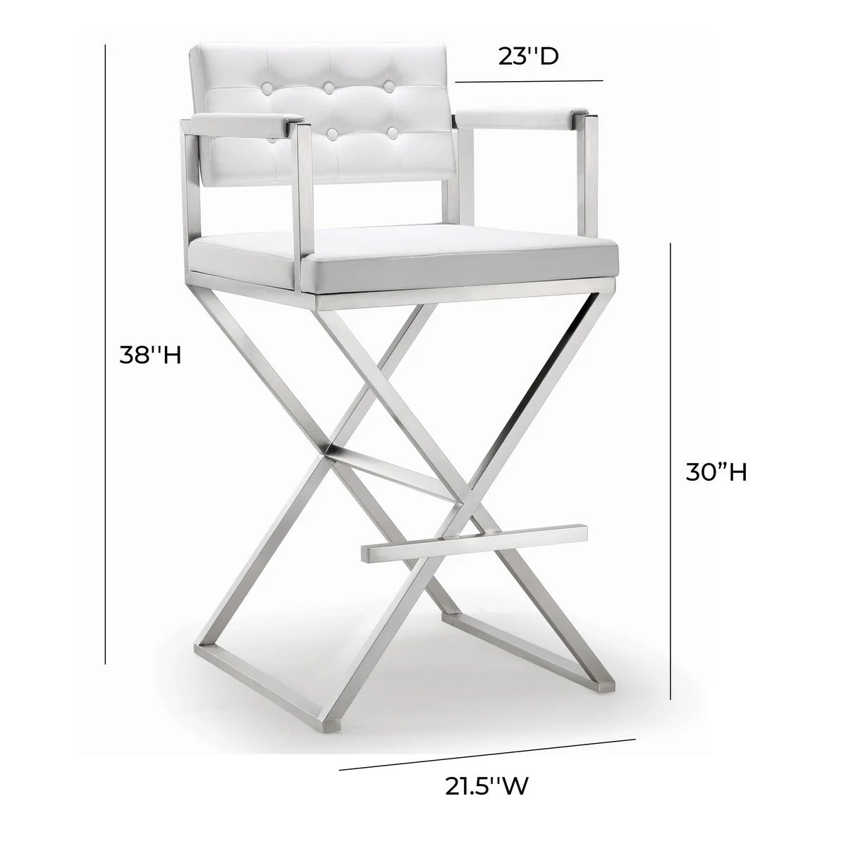 Director Performance Vegan Leather Stool with Silver Base