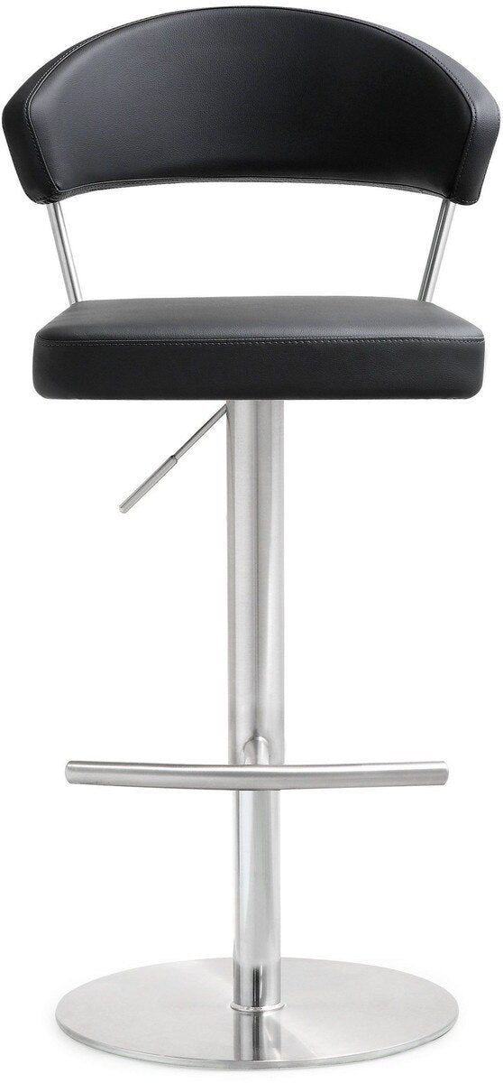 Cosmo Black Performance Vegan Leather and Stainless Steel Barstool