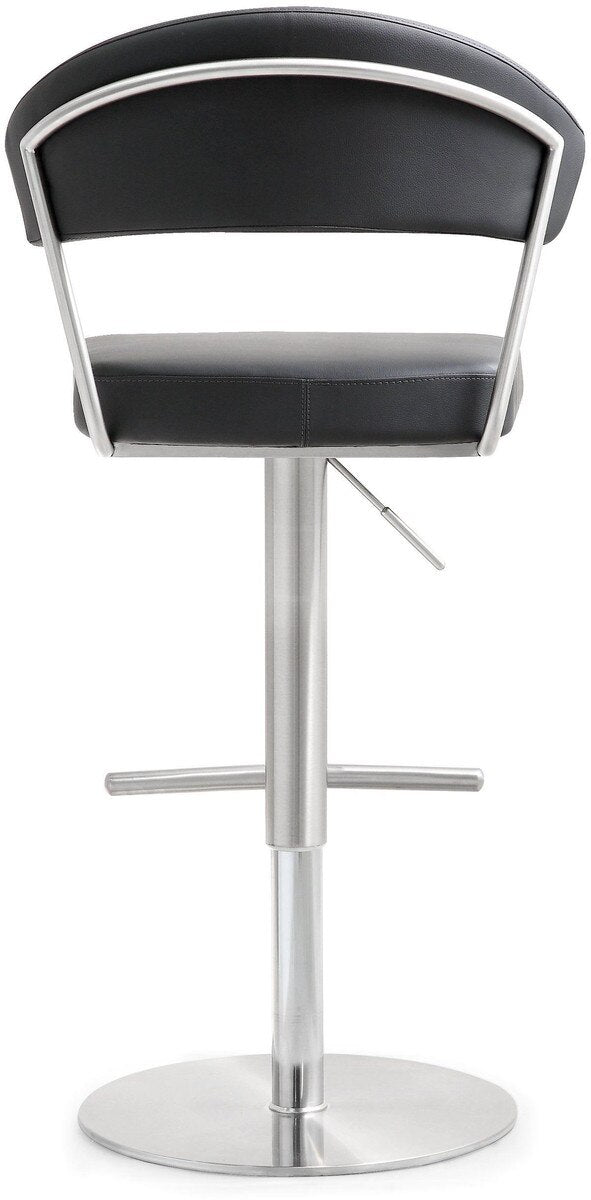 Cosmo Black Performance Vegan Leather and Stainless Steel Barstool