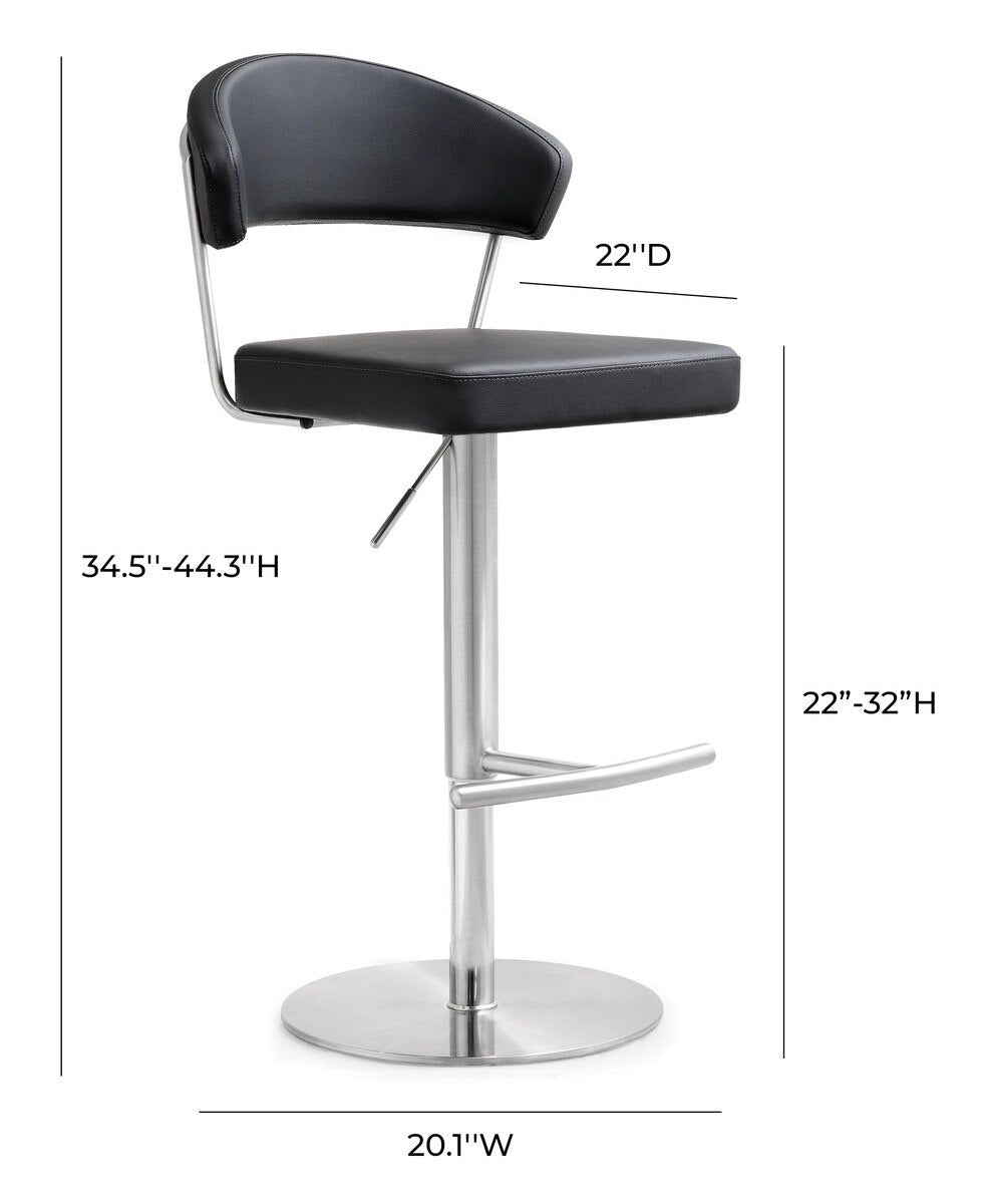 Cosmo Black Performance Vegan Leather and Stainless Steel Barstool