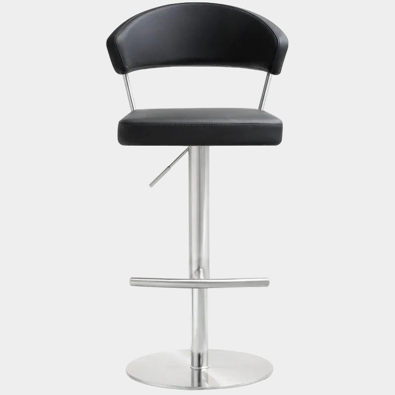 Tabouret de bar Cosmo Light Grey Performance en cuir végétalien et acier inoxydable