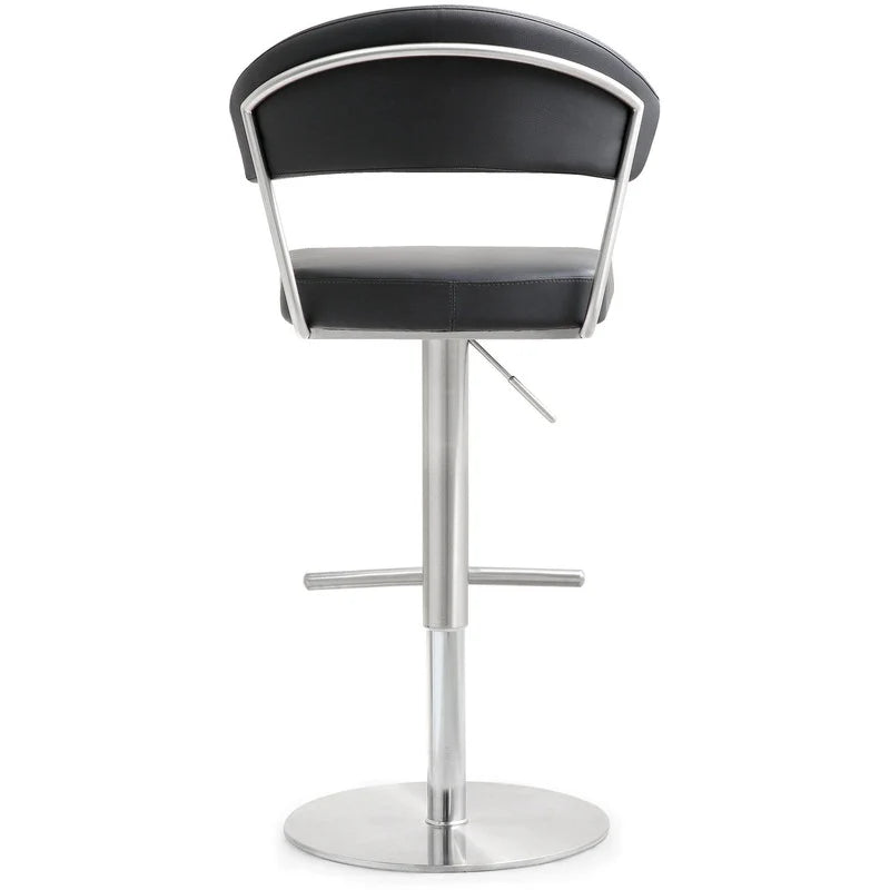 Tabouret de bar Cosmo Light Grey Performance en cuir végétalien et acier inoxydable