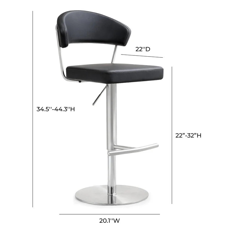 Tabouret de bar Cosmo Light Grey Performance en cuir végétalien et acier inoxydable