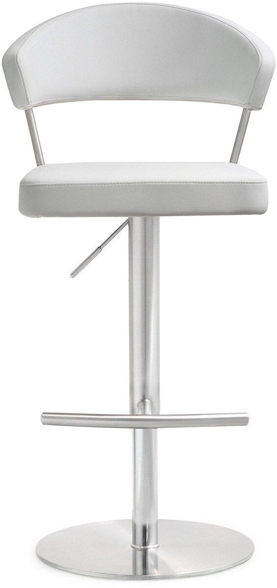 Cosmo White Performance Vegan Leather and Stainless Steel Barstool