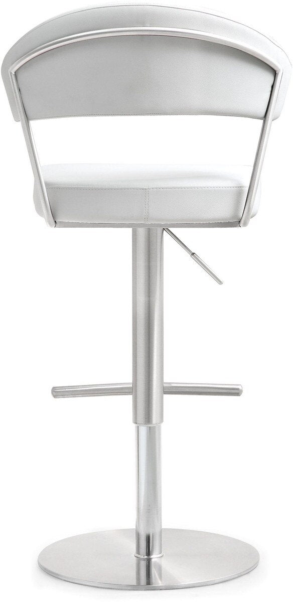 Cosmo White Performance Vegan Leather and Stainless Steel Barstool