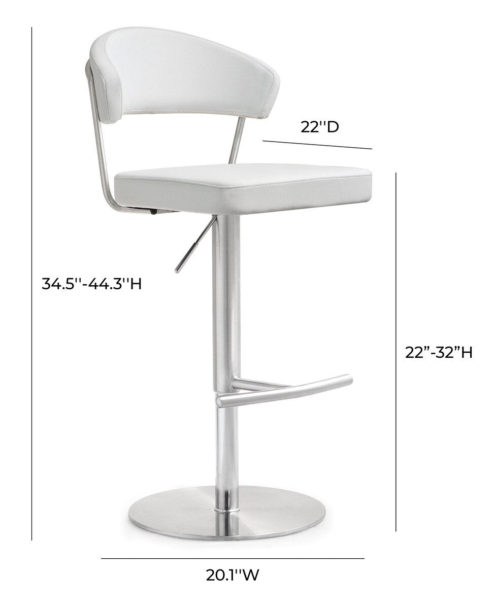 Cosmo White Performance Vegan Leather and Stainless Steel Barstool