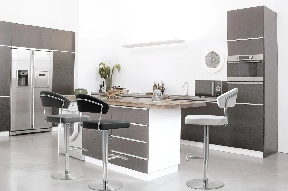 Tabouret de bar Cosmo Light Grey Performance en cuir végétalien et acier inoxydable