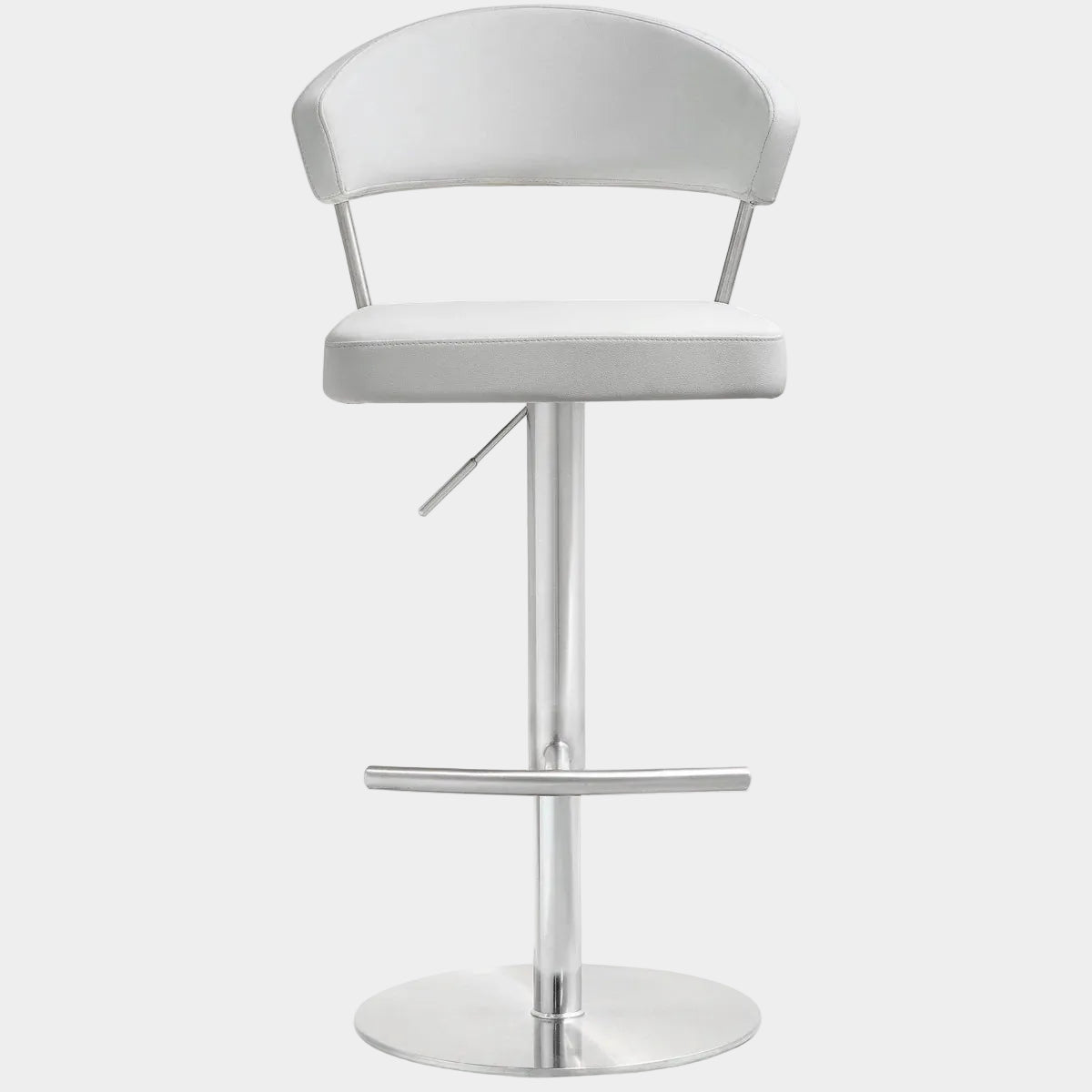 Tabouret de bar Cosmo Light Grey Performance en cuir végétalien et acier inoxydable