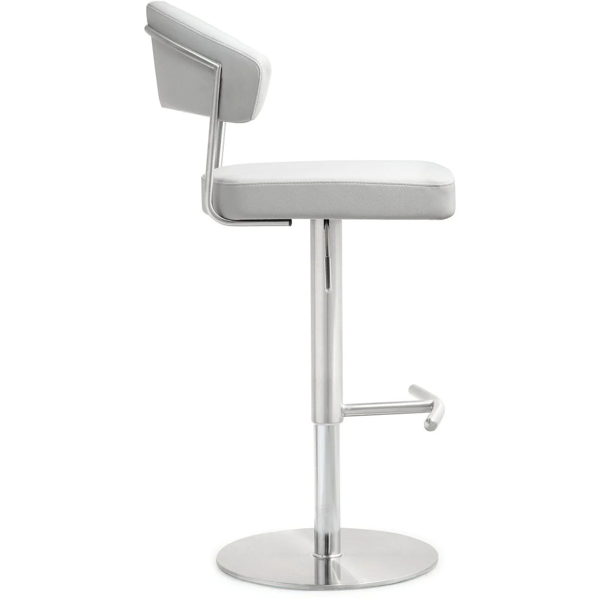 Tabouret de bar Cosmo Light Grey Performance en cuir végétalien et acier inoxydable