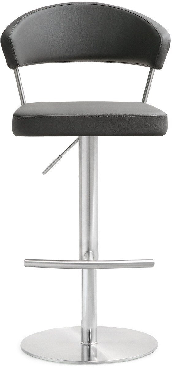 Cosmo Grey Performance Vegan Leather and Stainless Steel Barstool