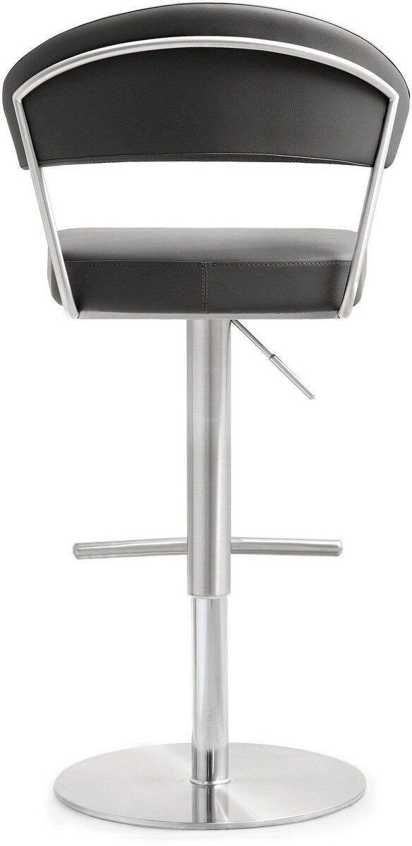 Cosmo Grey Performance Vegan Leather and Stainless Steel Barstool