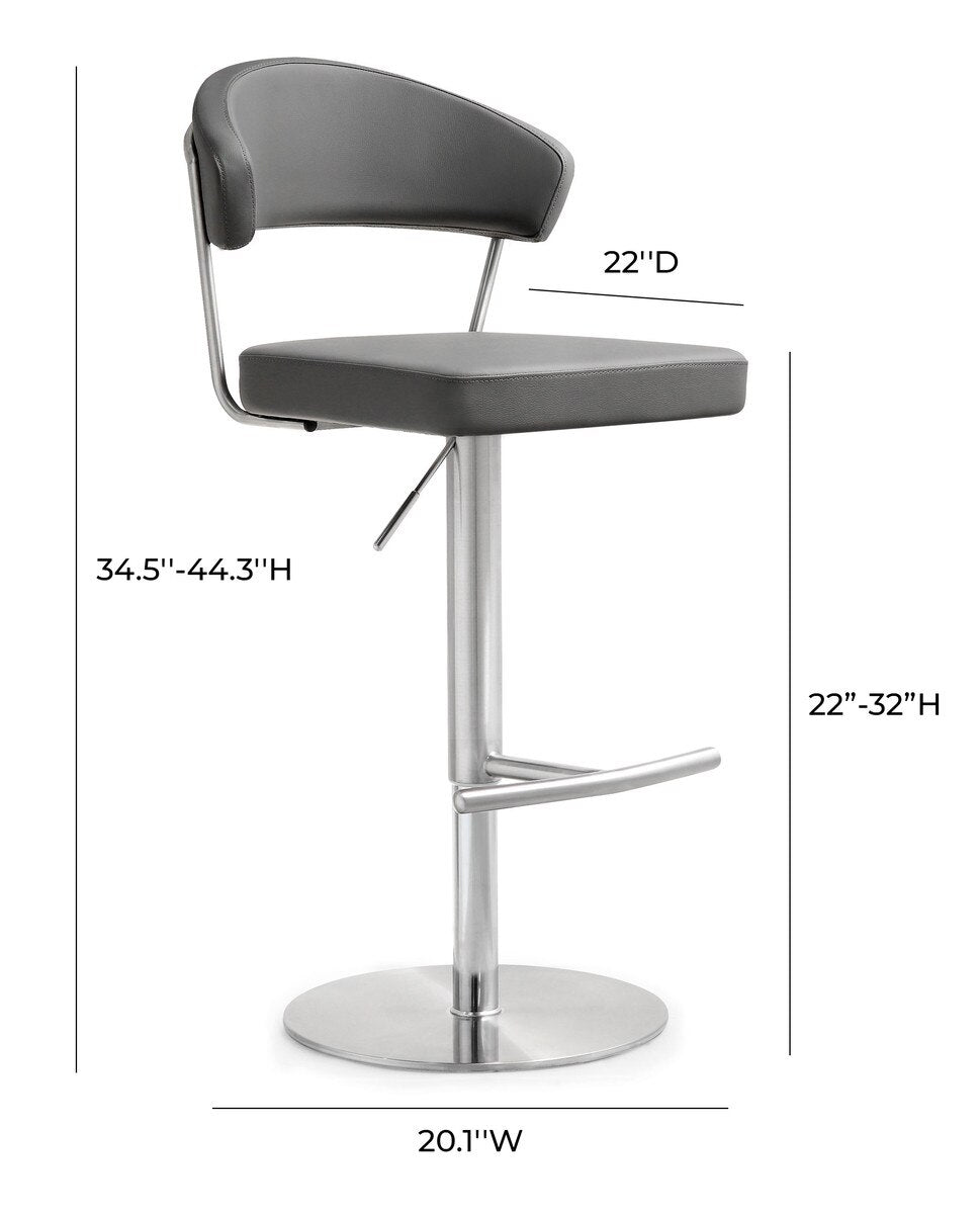 Cosmo Grey Performance Vegan Leather and Stainless Steel Barstool