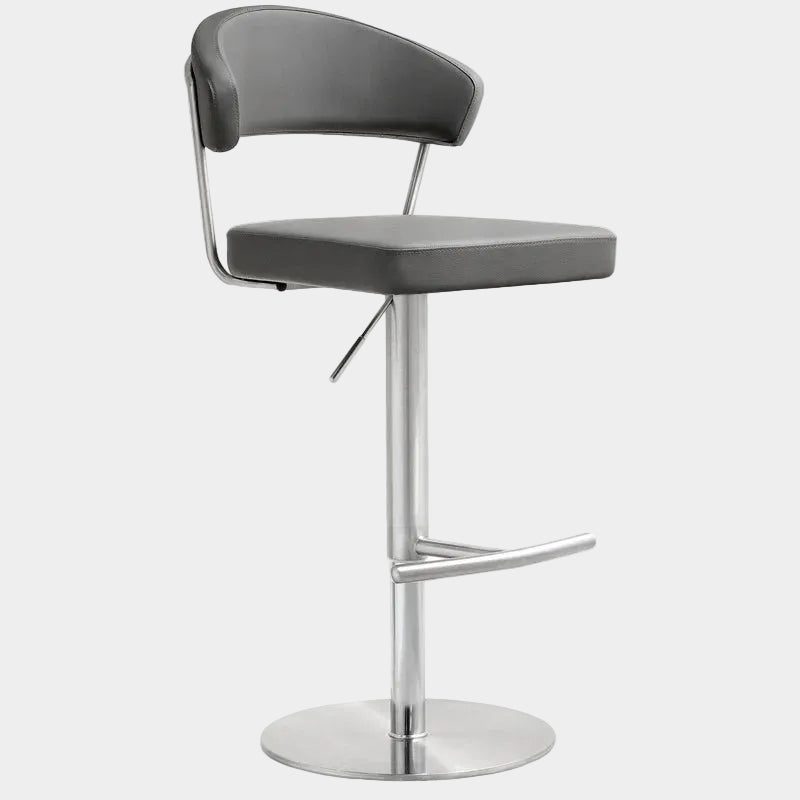 Tabouret de bar Cosmo Light Grey Performance en cuir végétalien et acier inoxydable