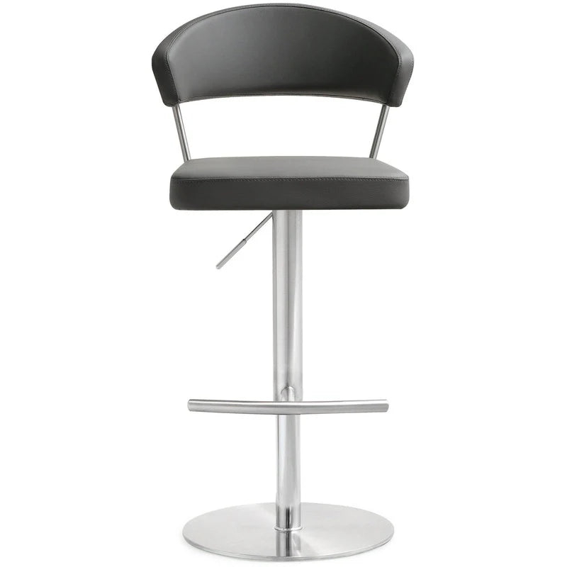 Tabouret de bar Cosmo Light Grey Performance en cuir végétalien et acier inoxydable