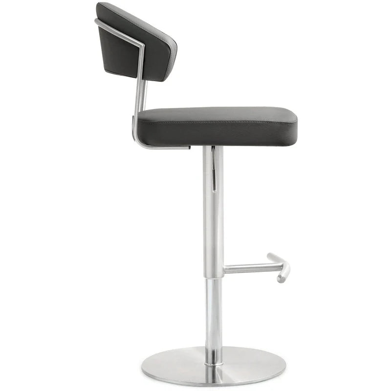 Tabouret de bar Cosmo Light Grey Performance en cuir végétalien et acier inoxydable
