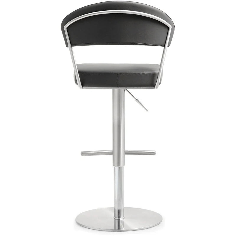 Tabouret de bar Cosmo Light Grey Performance en cuir végétalien et acier inoxydable