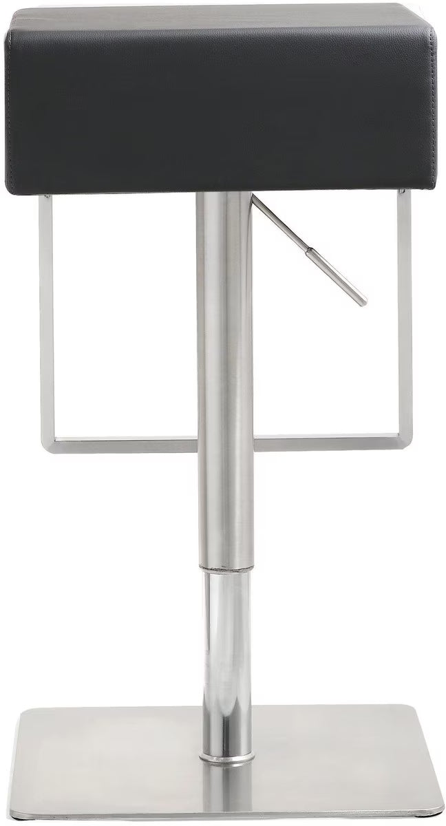 Seville Black Performance Vegan Leather and Stainless Steel Adjustable Barstool