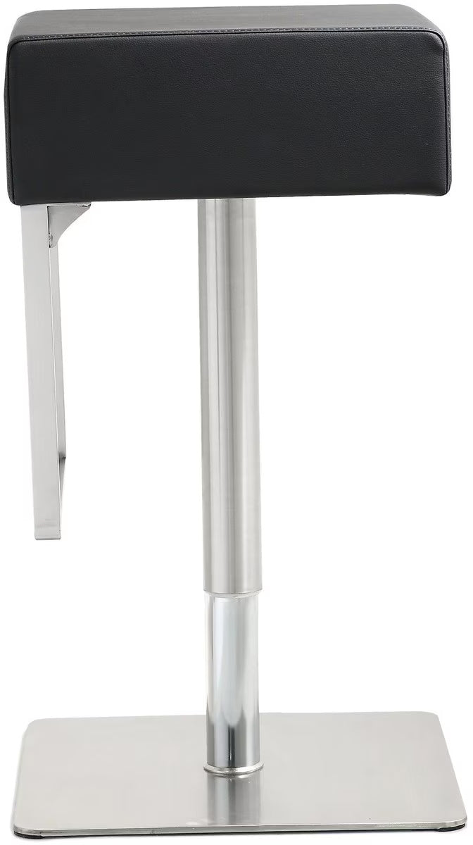 Seville Black Performance Vegan Leather and Stainless Steel Adjustable Barstool